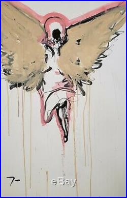 JOSE TRUJILLO Large Acrylic Painting ABSTRACT Angel Flying Wings Art 26x40