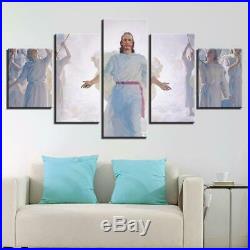 Jesus Christ In Cloud With Angels & Wings Christian Framed 5 Piece Canvas Wall A