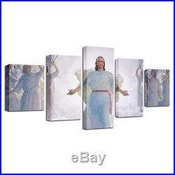 Jesus Christ In Cloud With Angels & Wings Christian Framed 5 Piece Canvas Wall A