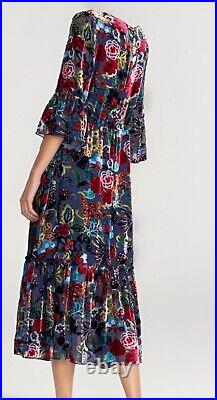 Johnny Was Burnout Dress Midi L Fits Xl Too Nwt $528 Lined Tanya