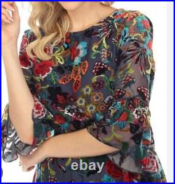 Johnny Was Burnout Dress Midi L Fits Xl Too Nwt $528 Lined Tanya