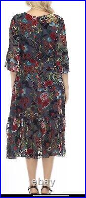 Johnny Was Burnout Dress Midi L Fits Xl Too Nwt $528 Lined Tanya