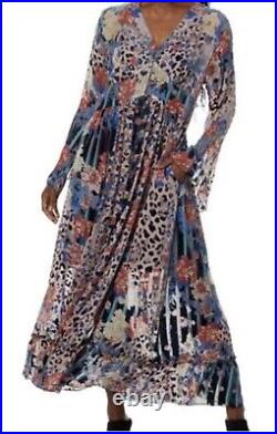 Johnny Was Burnout Velvet Maxi Dress M Fits L too $595 NWT With Slip