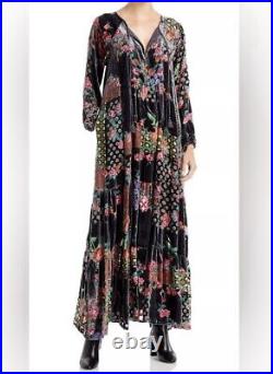 Johnny Was Burnout Velvet maxi Dress Size Large Fits XL With Slip $698