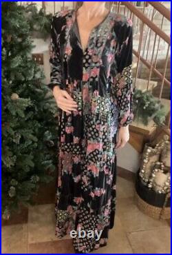 Johnny Was Burnout Velvet maxi Dress Size Large Fits XL With Slip $698