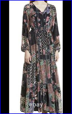 Johnny Was Burnout Velvet maxi Dress Size Large Fits XL With Slip $698