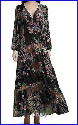 Johnny Was Burnout Velvet maxi Dress Size Large Fits XL With Slip $698