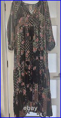 Johnny Was Burnout Velvet maxi Dress Size Large Fits XL With Slip $698