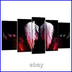 Kreative Arts 5 Multi-Panel Wall Art Black and Red Angel Wings Contemporary P