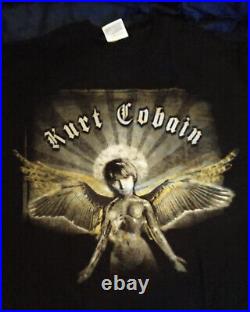 Kurt Cobain Nirvana Angel Wings Hanes shirt 2000's T-Shirt Size Large