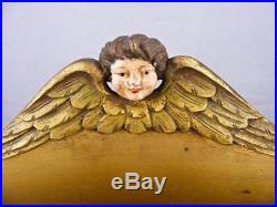 LARGE 1920s ITALIAN CARVED WINGED ANGEL GUILDED WOODEN TOLE LETTER HOLDER