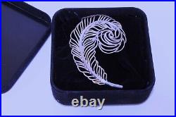 LARGE 3 1/2 x 2 ½ 925 Sterling Silver Mid Century Modern FEATHER Brooch 22g