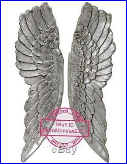 LARGE ANTIQUE SILVER ANGEL WINGS 104cm Decorative Chic Wall Mounted/Hanging UK