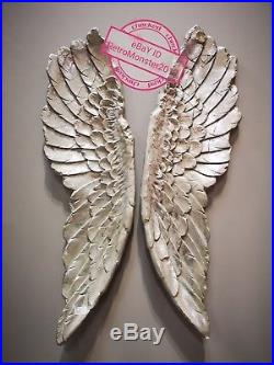 LARGE ANTIQUE SILVER ANGEL WINGS 104cm Decorative Wall Mounted 7 DAY SALE