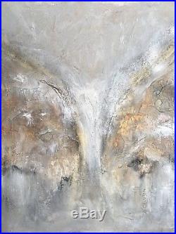 LARGE ORIGINAL ANGEL WINGS PAINTING SILVER ART GOLD ART HUGE butterfly abstract