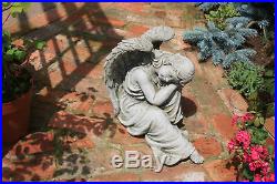 LARGE STONE ANGEL, Stone Angel Ornament, angel with wings, garden ornaments, sculptu