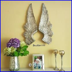LARGE pale GOLD colour PAIR OF ANGEL WINGS wall hanging sculpture art