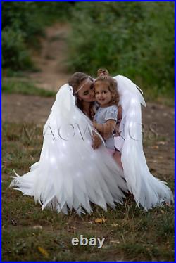 LED light movable large wings for dance Halloween angel cosplay adult costume