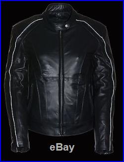 Ladies Black Inlay Angel Wings Black Leather Motorcycle Jacket with Rivet Detail