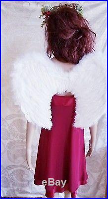 Ladies Red Angel Deluxe Wings Halloween Costume, Quality Handmade Med/Large