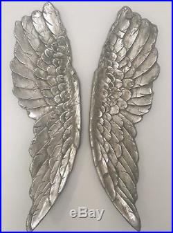 Large 104cm Antique Silver Angel Wings Wall Art Fairy Decor Shabby Chic Vintage