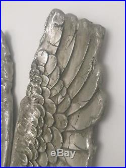 Large 104cm Antique Silver Angel Wings Wall Art Fairy Decor Shabby Chic Vintage