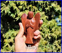 Large 110MM Red Goldstone Meditation Aura Reiki Healing Angel Figurine Wings