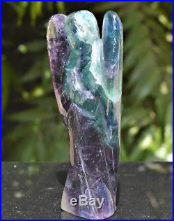 Large 115MM Rainbow Green Fluorite Angel Healing Power Wing Power Figurine