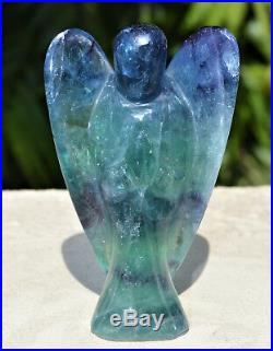 Large 125MM Natural Blue Fluorite Angel Healing Power Wing Power Figurine