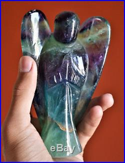 Large 125MM Rainbow Fluorite Angel Healing Power Wing Power Figurine