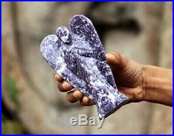 Large 135 MM Purple Lepidolite Healing Reiki Power Chakra Stone Figurine Wings