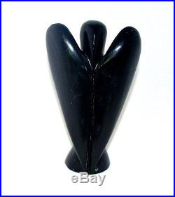 Large 150MM Black Tourmaline Angel Reiki Handcarve Spirit Power Figurine Wings
