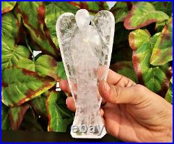 Large 150MM Clear Crystal Quartz Hand Carved Figurine Wings Handcarved Angel