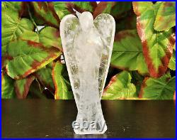 Large 150MM Clear Crystal Quartz Hand Carved Figurine Wings Handcarved Angel