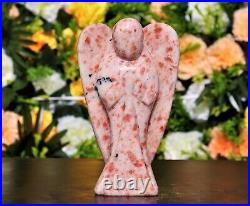 Large 155MM Natural Orange Sunstone Angel Chakra Healing Handmade Figurine Wings