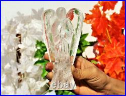 Large 165MM Clear Crystal Quartz Hand Carved Figurine Wings Handcarved Angel