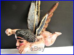 Large 16 Mexican Folk ART Flying Winged ANGEL Cherub Handcarved Wood Guerrero