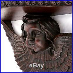 Large 22 Antique French Hand Carved Wood Wall Shelf Figural Angel Cherub Wings