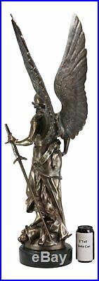 Large 35H Winged Victory Angel of Justice with Sword and Helmet Statue Decor