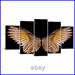 Large 5 Panel Angel Wings Canvas Wall Art Modern Painting Pictures Black and