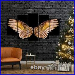 Large 5 Panel Angel Wings Canvas Wall Art Modern Painting Pictures Black and