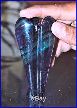 Large 75MM Rainbow Light Purple Fluorite Angel Healing Power Wing Power