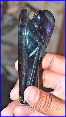 Large 75MM Rainbow Light Purple Fluorite Angel Healing Power Wing Power