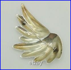 Large 925 Sterling Silver Brooch Pin Abstract Feather Angel Wing Mexico V73 15g