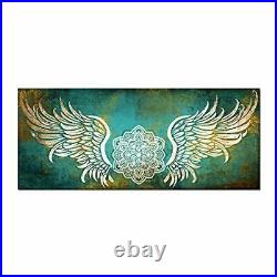Large Abstract Angel Wings with Mandala Design Canvas Prints Rustic Teal