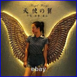 Large Ancient Iron Wall decoration angel wings with LED Creative Retro wings