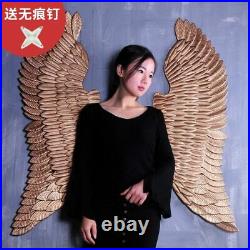 Large Ancient Iron Wall decoration angel wings with LED Creative Retro wings