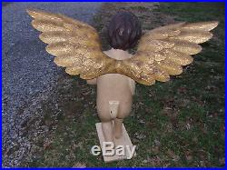 Large And Gorgeous Vintage Fiberglass Angel Boy 29 1/2 Tall Wing Span 27