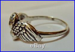 Large Angel Face And Wings Pearl Sterling Silver Ring Signed &c. Size 10