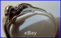 Large Angel Face And Wings Pearl Sterling Silver Ring Signed &c. Size 10